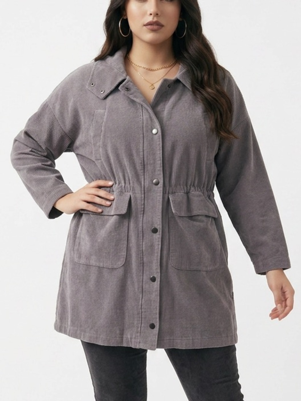 NWOT |•POL•| Oversized Lavender Corduroy Jacket Hooded Drawstring